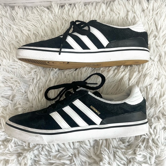 Adidas Busenitz Skate Shoe Black and White Striped Sneakers Size 8 - Picture 8 of 14